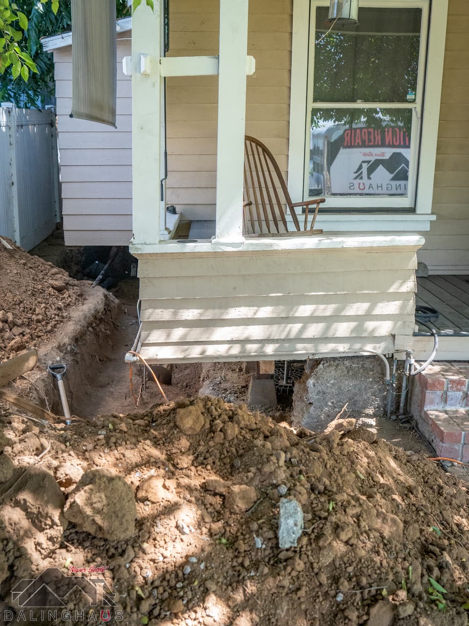 Dalinghaus Foundation Repair performing foundation underpinning with excavation on a residential home.