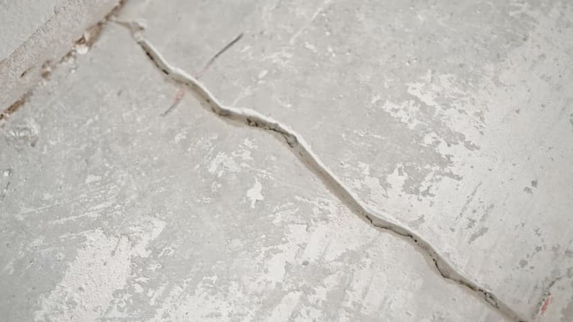 Dalinghaus Foundation Repair identifying a large crack in a concrete slab, indicating potential foundation movement.