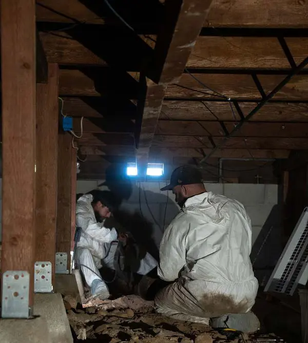 Dalinghaus Foundation Repair crew performing structural framing repair work in a crawl space.