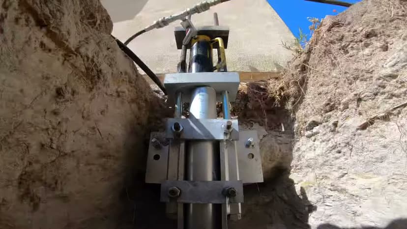 Dalinghaus Foundation Repair installing a push pier with a hydraulic ram for foundation underpinning.