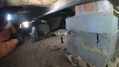 Dalinghaus Foundation Repair installing crawl space support jacks for structural repair in Riverside.