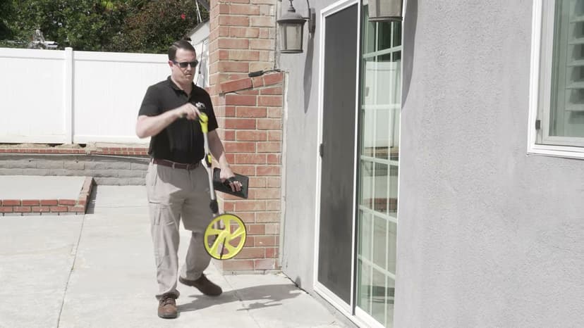 Dalinghaus Foundation Repair technician inspecting a severe stair-step crack in a brick foundation wall.