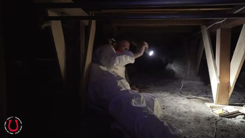 Dalinghaus Foundation Repair technician inspecting a crawl space foundation in Why.