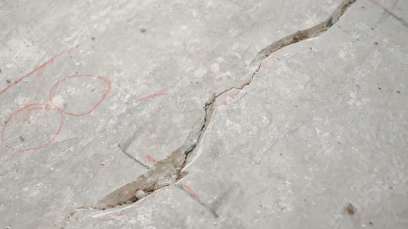 Dalinghaus Foundation Repair technician identifying a concrete slab crack for repair using crack chasing in Laguna Niguel.