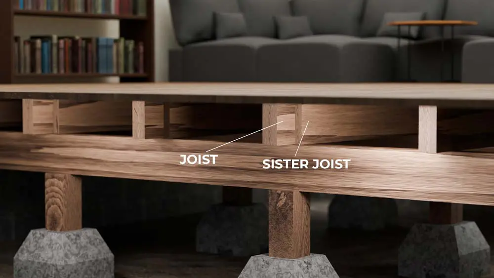 Sistering floor joists is a technique for reinforcing existing joists by attaching a new joist alongside the damaged one.